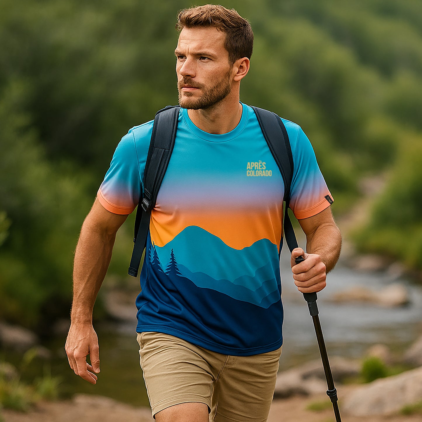 Athletic Tech Tee: Mountain Sunset